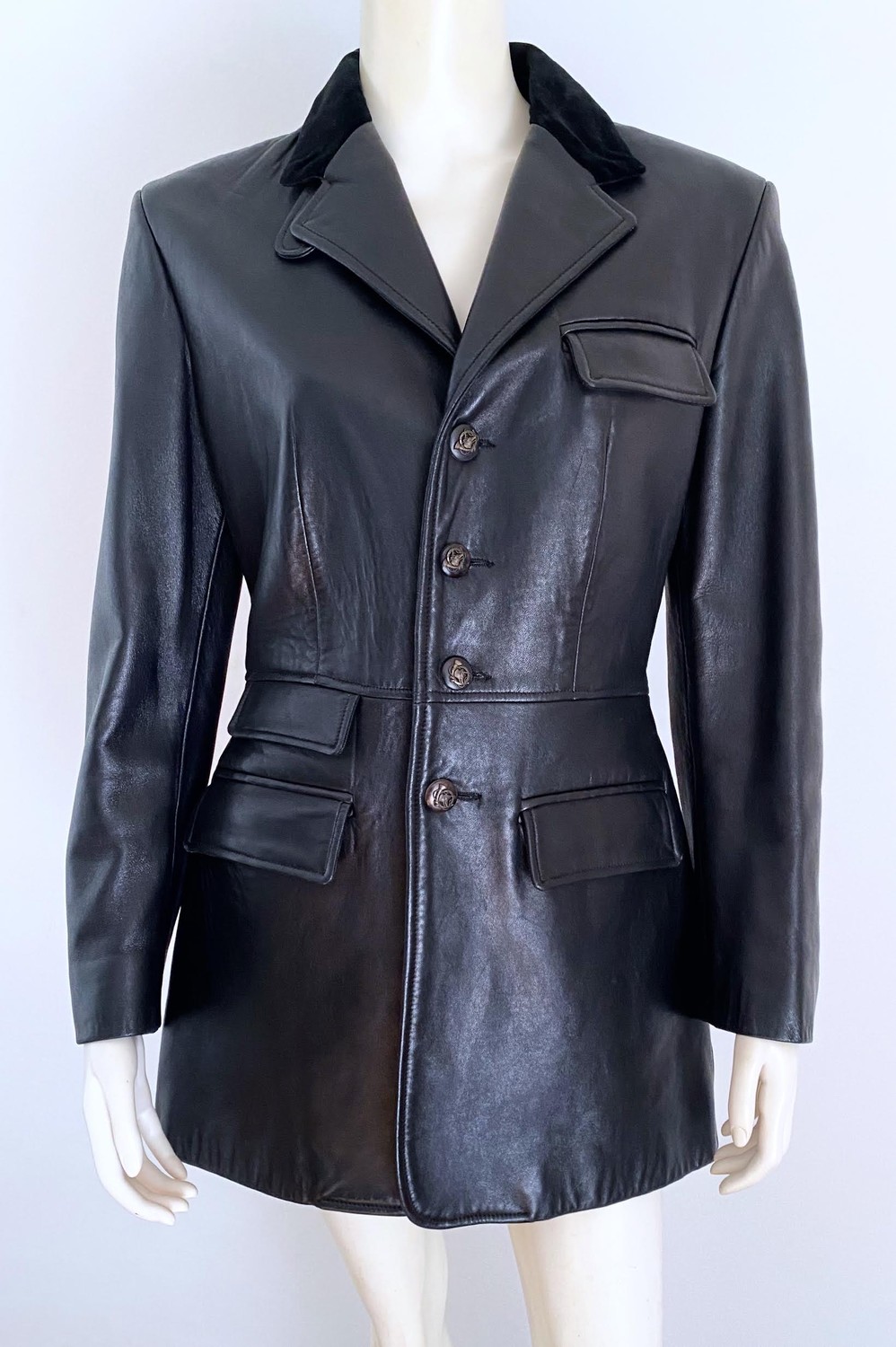 90S RALPH LAUREN VELEVT COLLAR LEATHER JACKET